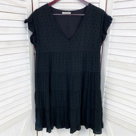 Urban Outfitters Tiered Clip Dot Mini Shift Dress Black Small - Picture 9 of 14